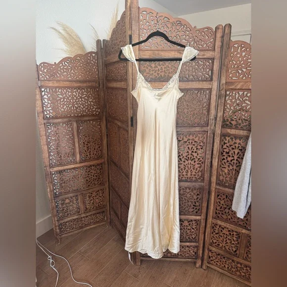 serafina silk dress reformation Reformation Serafina Silk Dress in Natural